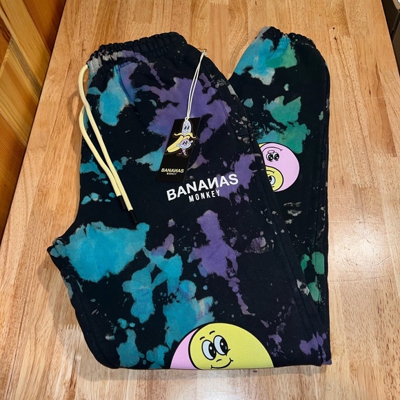 NEW Bananas Monkey ‘Going Bananas’ Tie Dye Heavyweight Sweatpants Joggers NWT - Picture 4 of 11